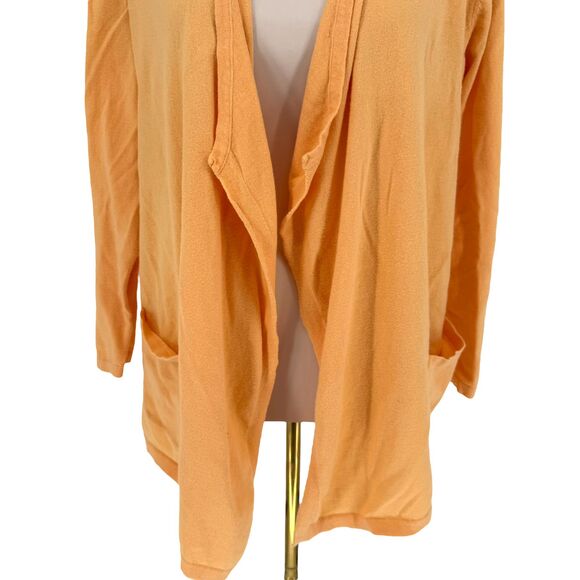 J. Jill Open Front Cardigan Medium PETITE Orange Cotton Lightweight Pockets EUC - Picture 4 of 13